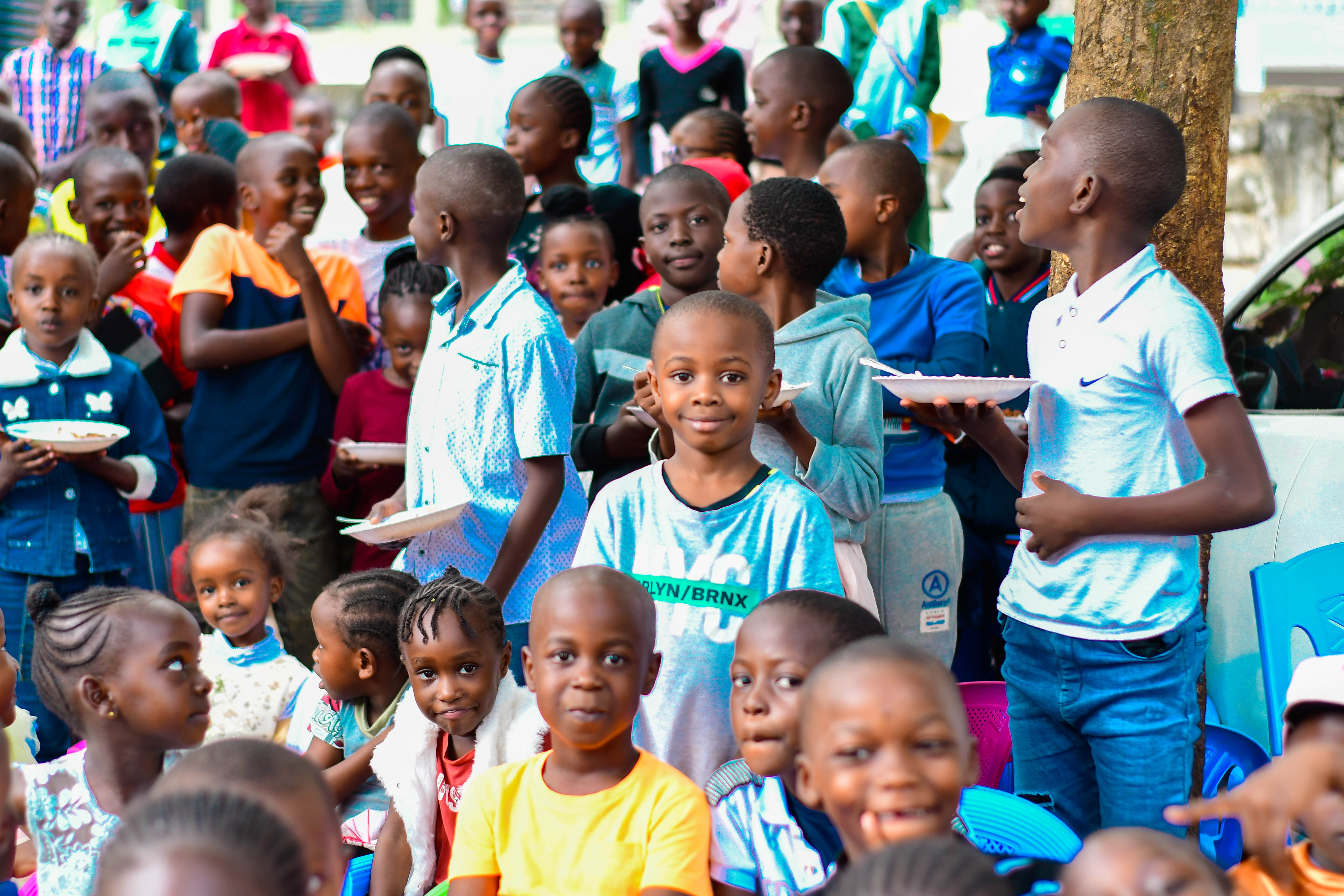 Happy Children Receiving Meals